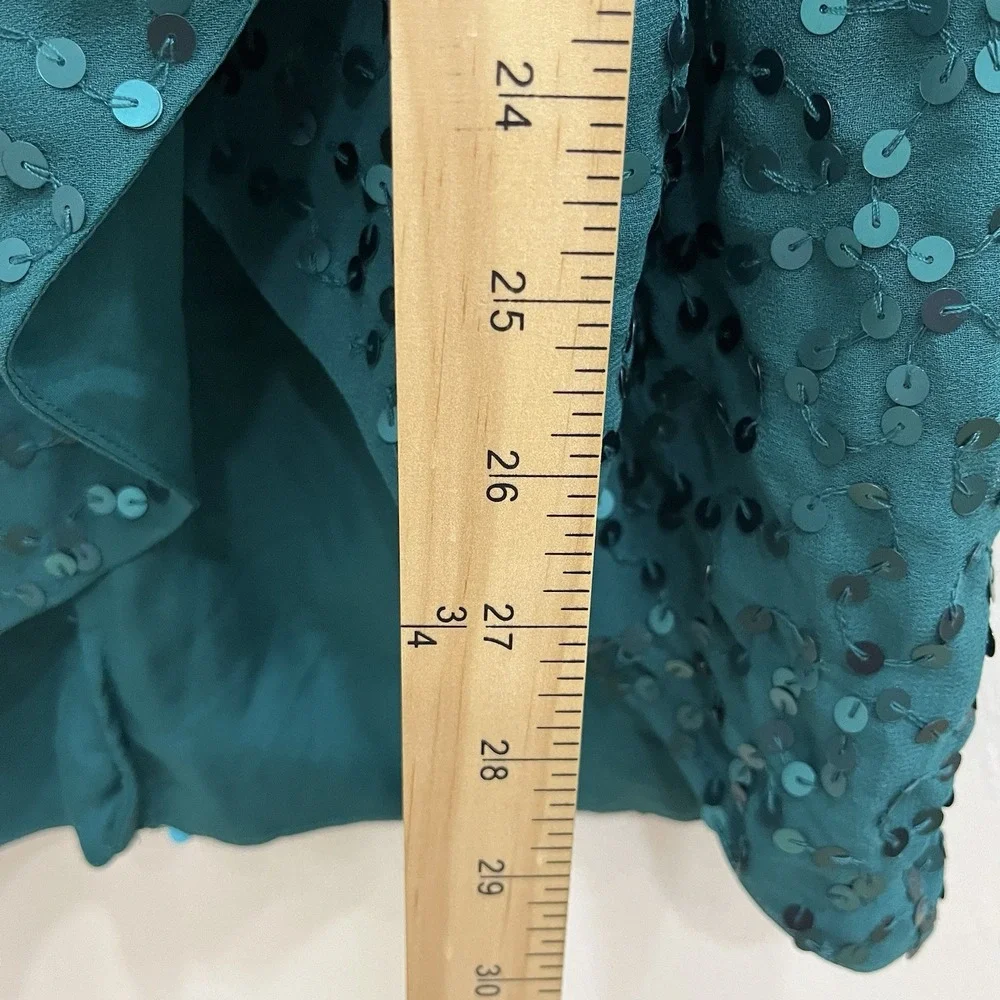 ASOS Sequin Mini Dress Women‎ Size 4 Teal Excellent Deep V-Neck Wrap Cocktail